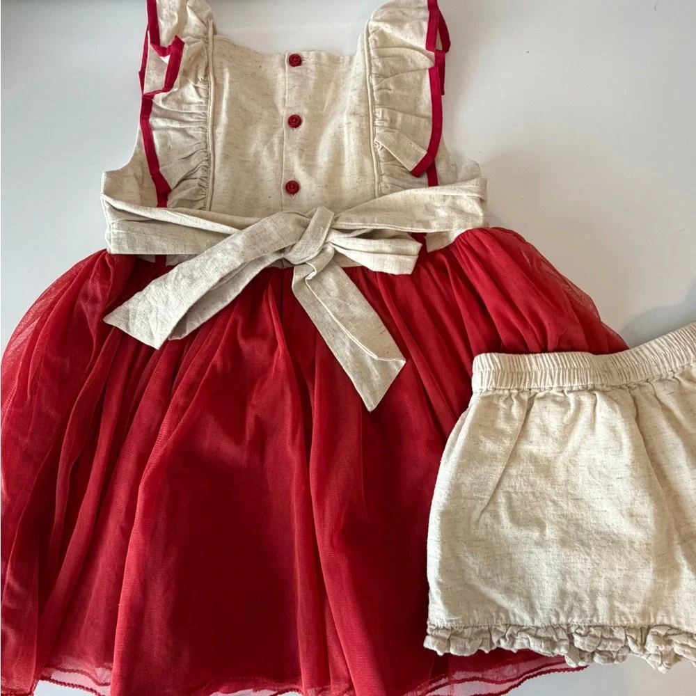 Well Dressed Wolf girl’s holiday Ruffled Dress with Shorts size 7 EUC - Picture 2 of 7